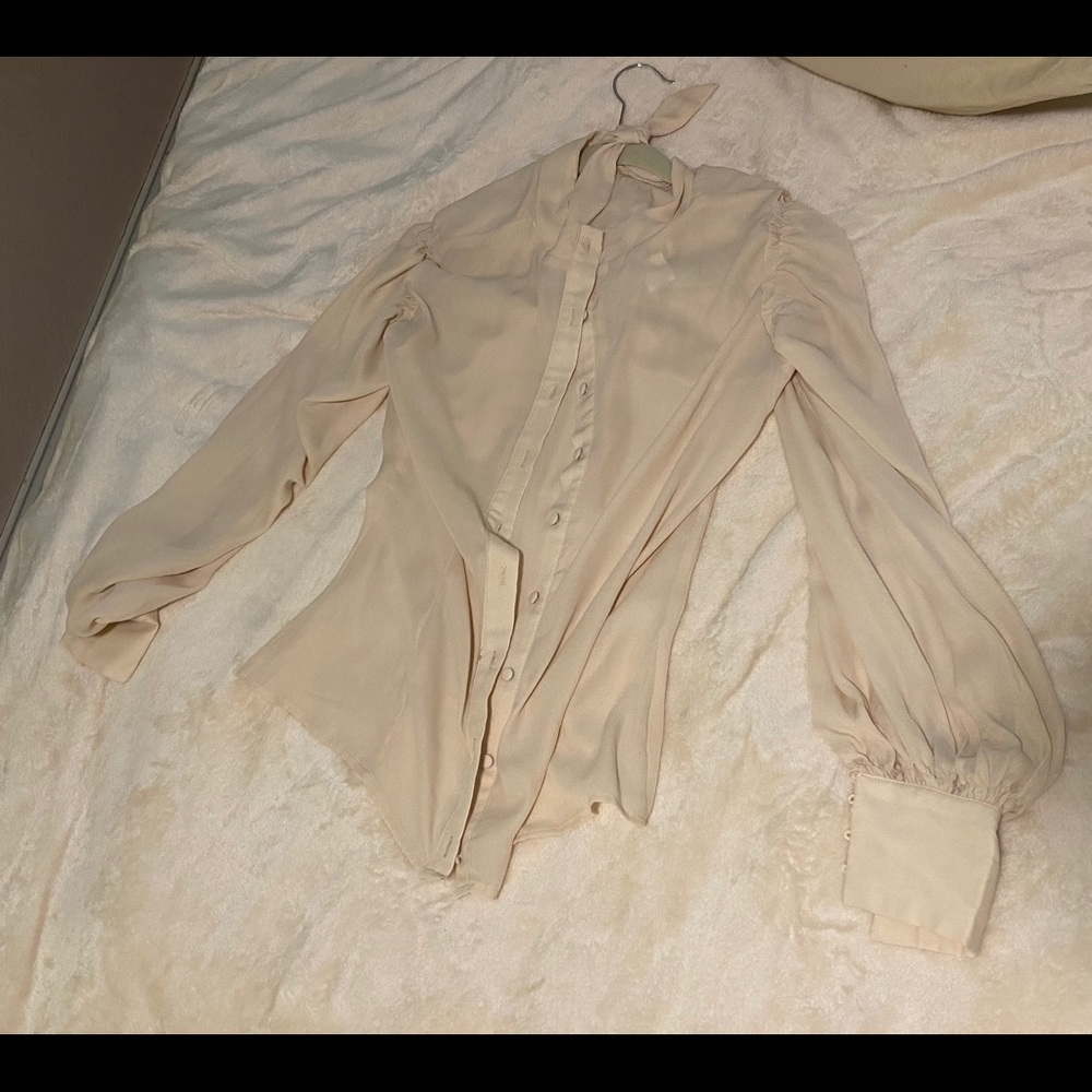 Unique Vintage Cream/Sheer Long Sleeve Blouse